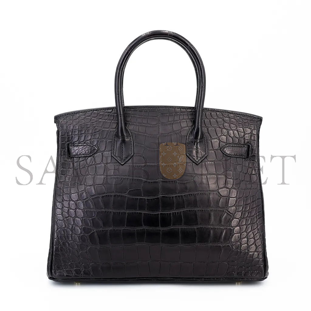 H**mes master birkin 25 crocodile leather black gold buckle h041354ck28 (25*20*13cm)